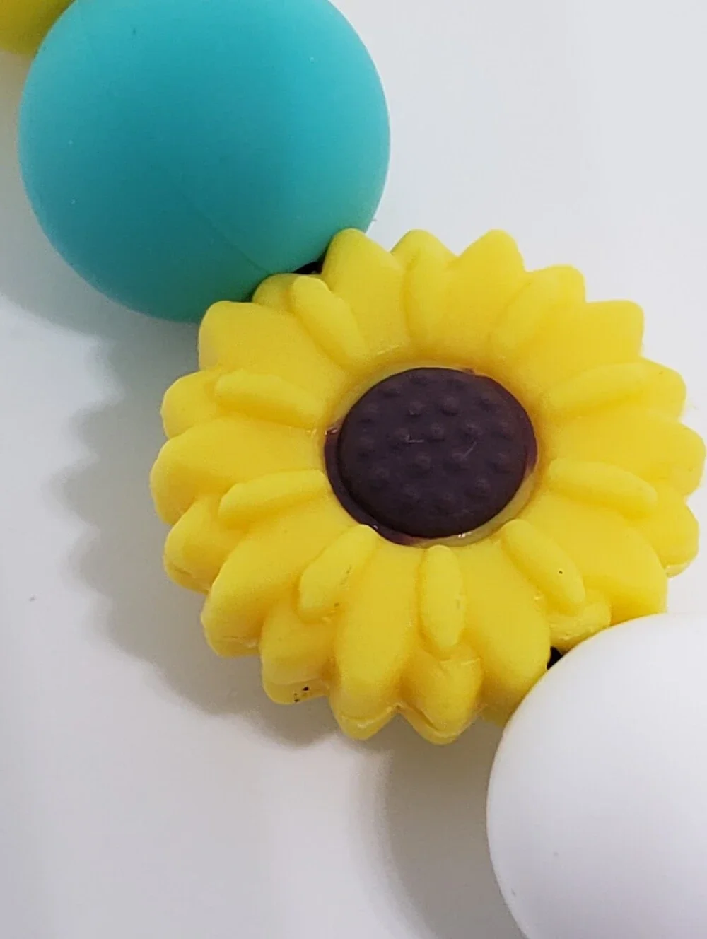 Handmade Sunflower Choose Joy Silicone Focal Beaded Keychain